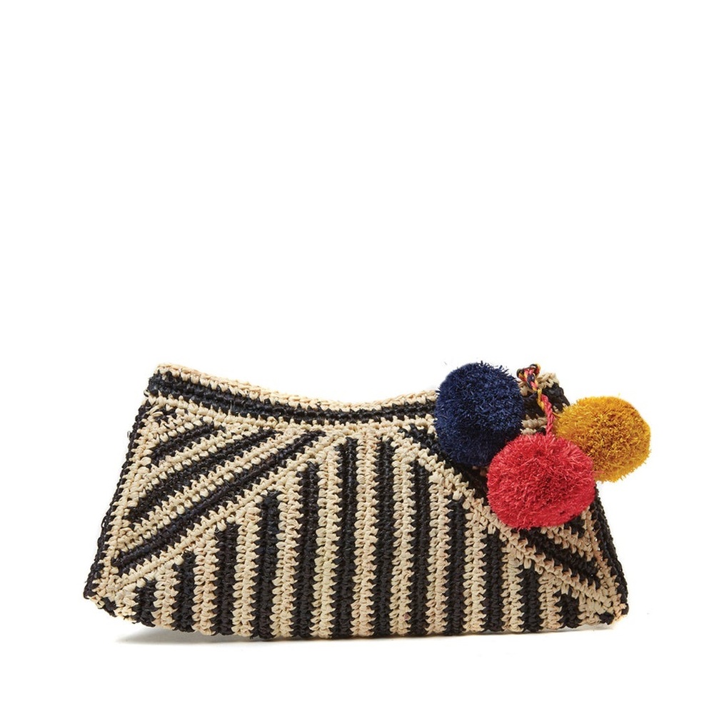 Raffia Clutch with Pom Poms from Banana Republic